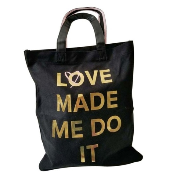 Victoria's Secret Handbags - NEW Victoria's Secret Book Tote gold LOVE Canvas